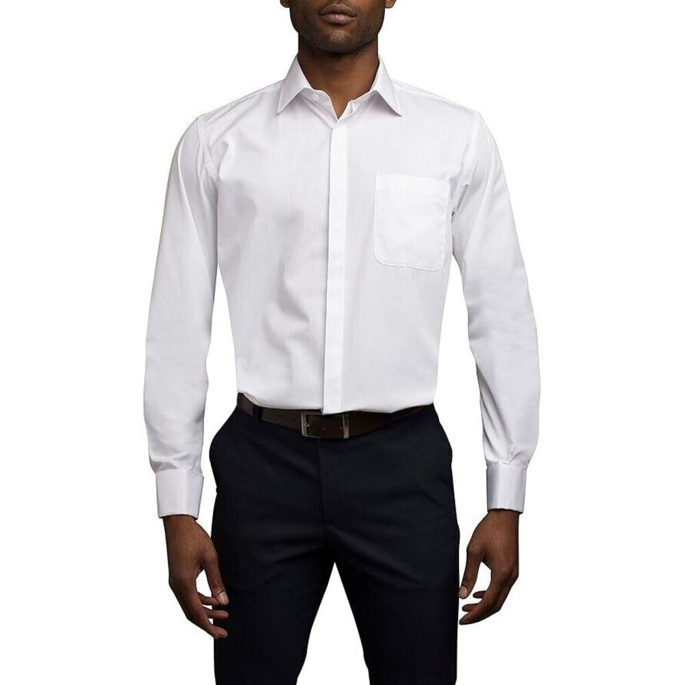 MWoT STACY ADAMS Men's Big-Tall 39000 Solid‎ Dress Shirt 19-34/35 White